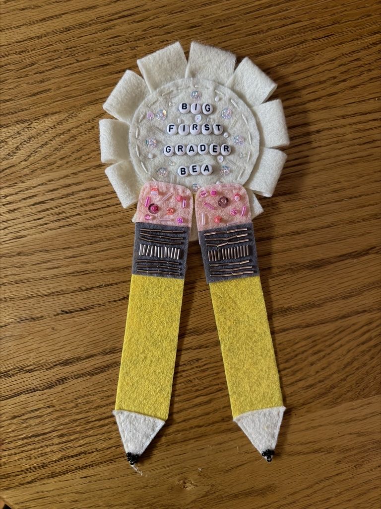 Big First Grader Bea — handmade felt prize ribbon