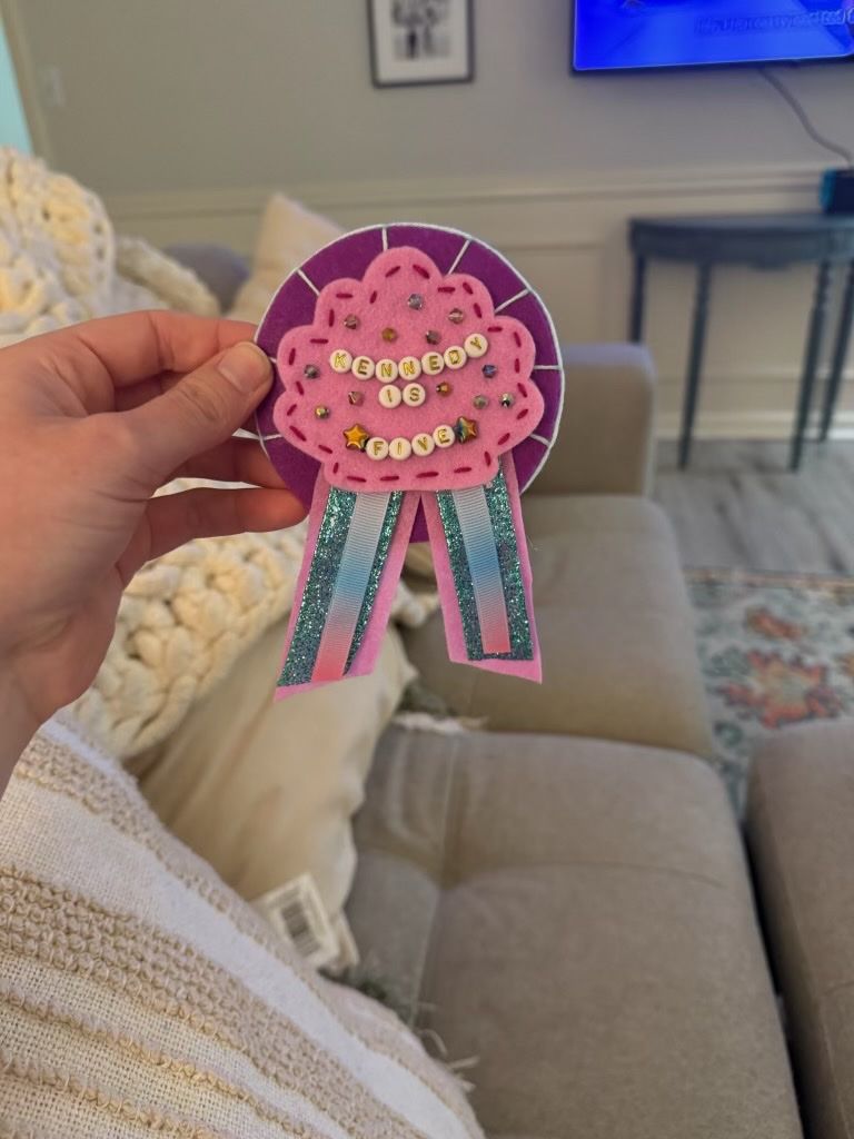 Kennedy Is Five — handmade felt prize ribbon