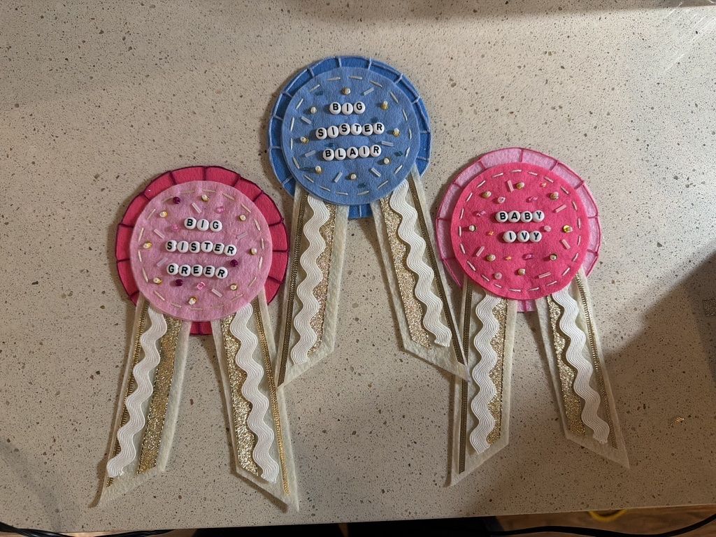 Big Sisters & Baby — handmade felt prize ribbon