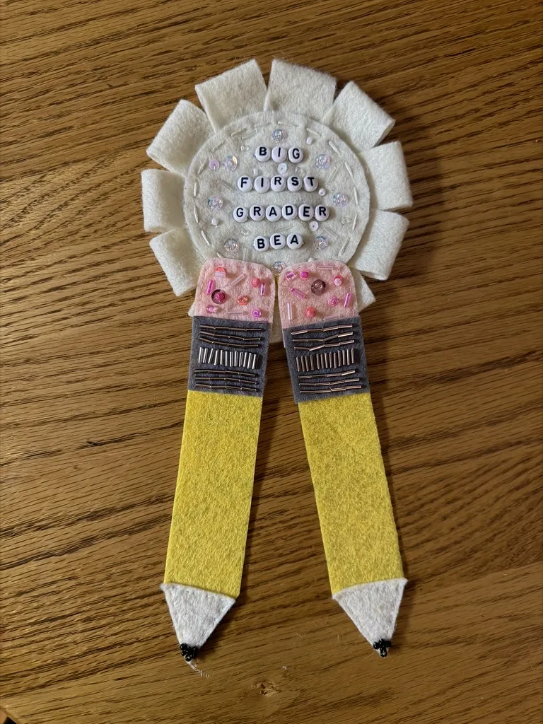 Big First Grader Bea — handmade felt prize ribbon