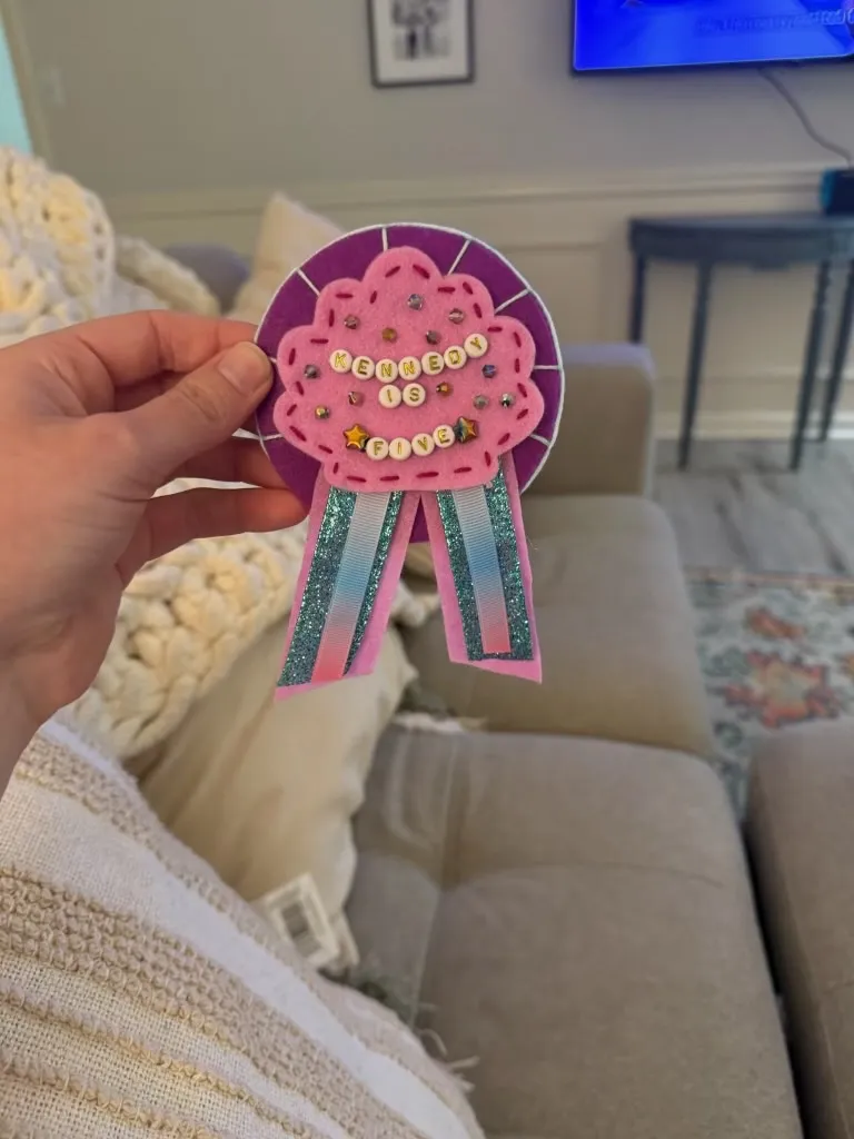 Kennedy Is Five — handmade felt prize ribbon